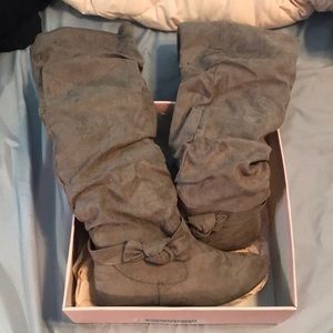 Taupe over the knee boot. Wide calf